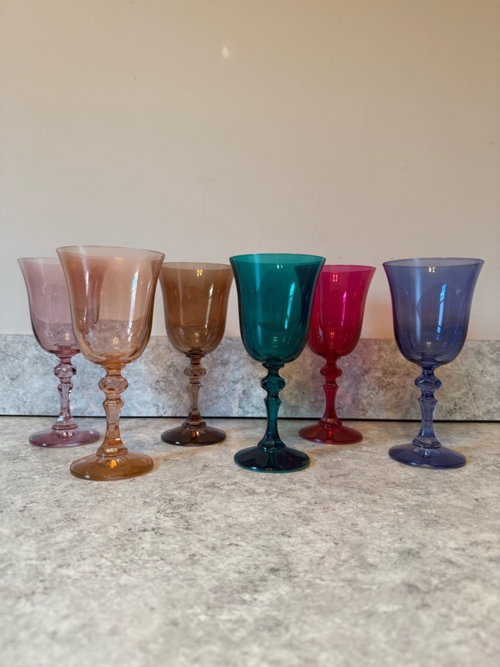Estelle Colored Glassware - Set of 6 Goblets